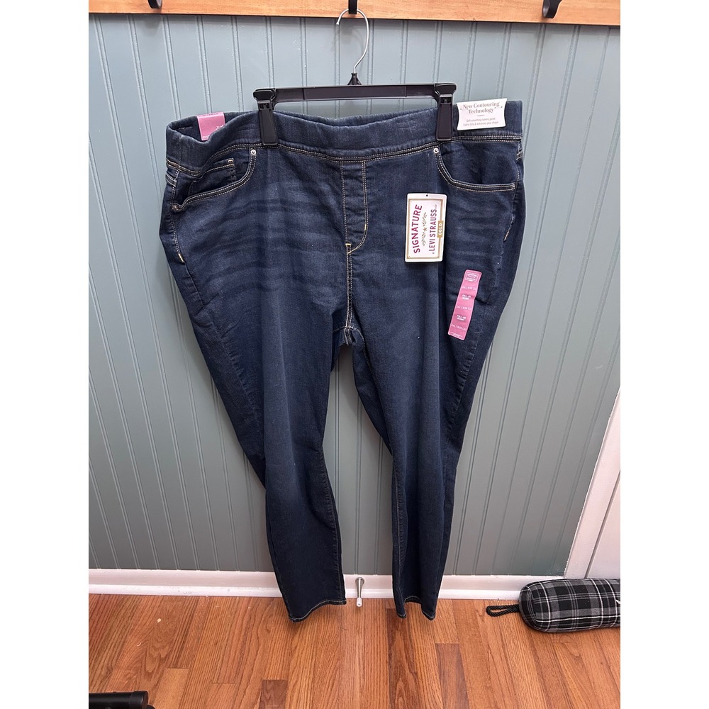 Signature Levi Strauss Gold Pull On Skinny Jeans Women's 26L W38 L32 Dark Wash